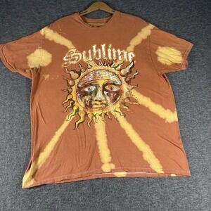 Sublime Mens X-Large Orange/Yellow Graphic Band Tie-Dye Cotton T-Shirt